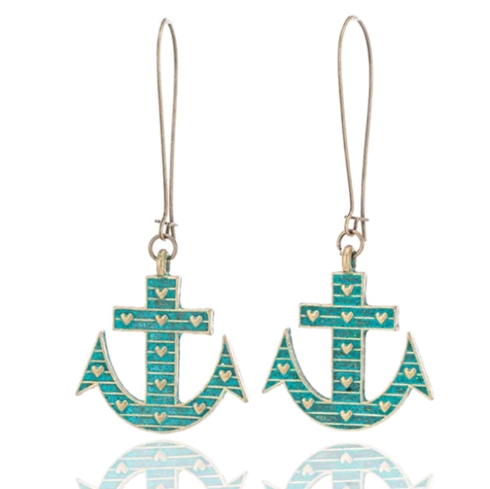 Nautical Anchor drop dangle earrings